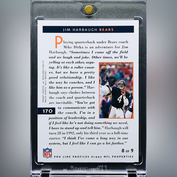 Jim Harbaugh - 1992 Pro Line Profiles #170 - Picture 2 of 2